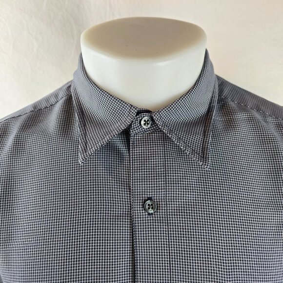 Quiksilver Shirt Men Medium Grey Button Up Check Rayon Blend Beach Vacation Y2k - Picture 2 of 10